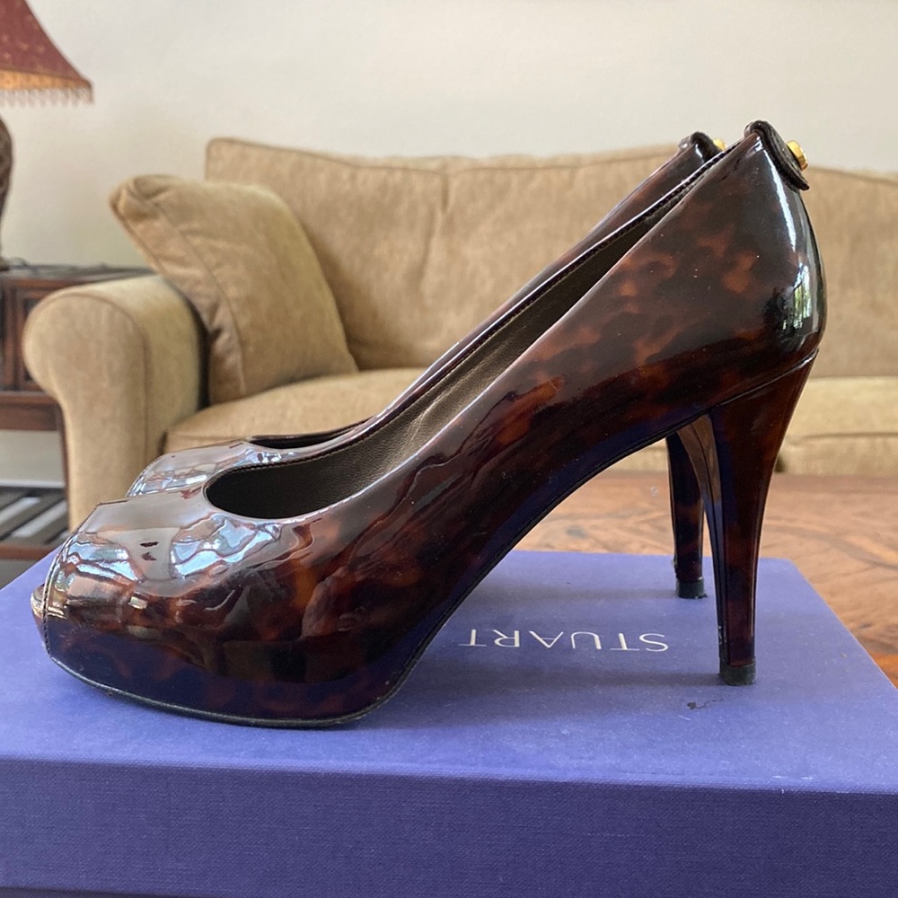 Stuart Weitzman peep toe heels platforms Sz 8